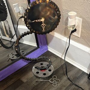 Handcrafted Black and Silver Spiral Clock